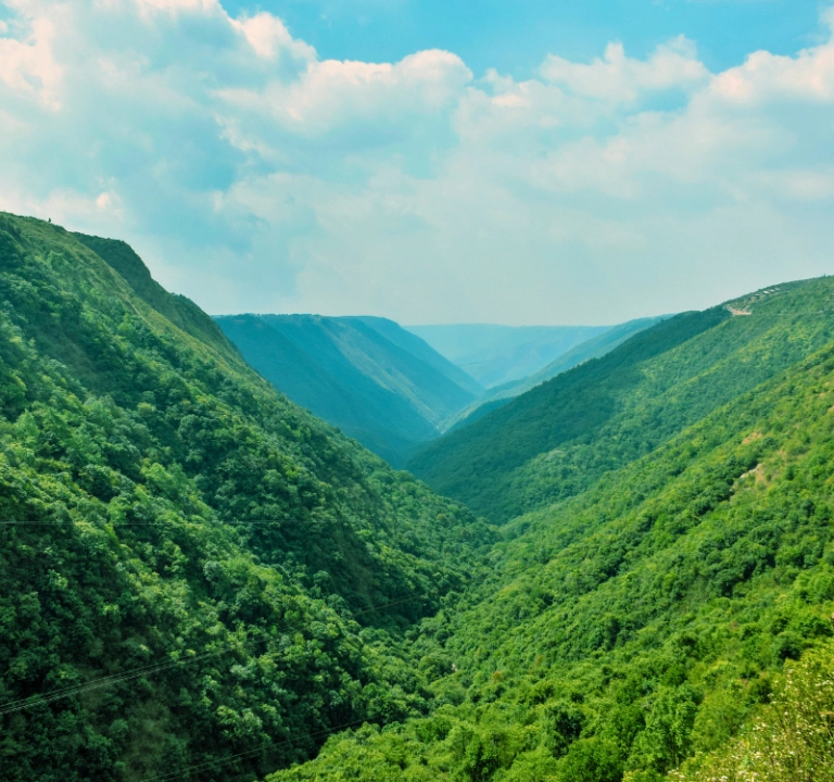 Meghalaya valley view on a taxi trip from Guwahati